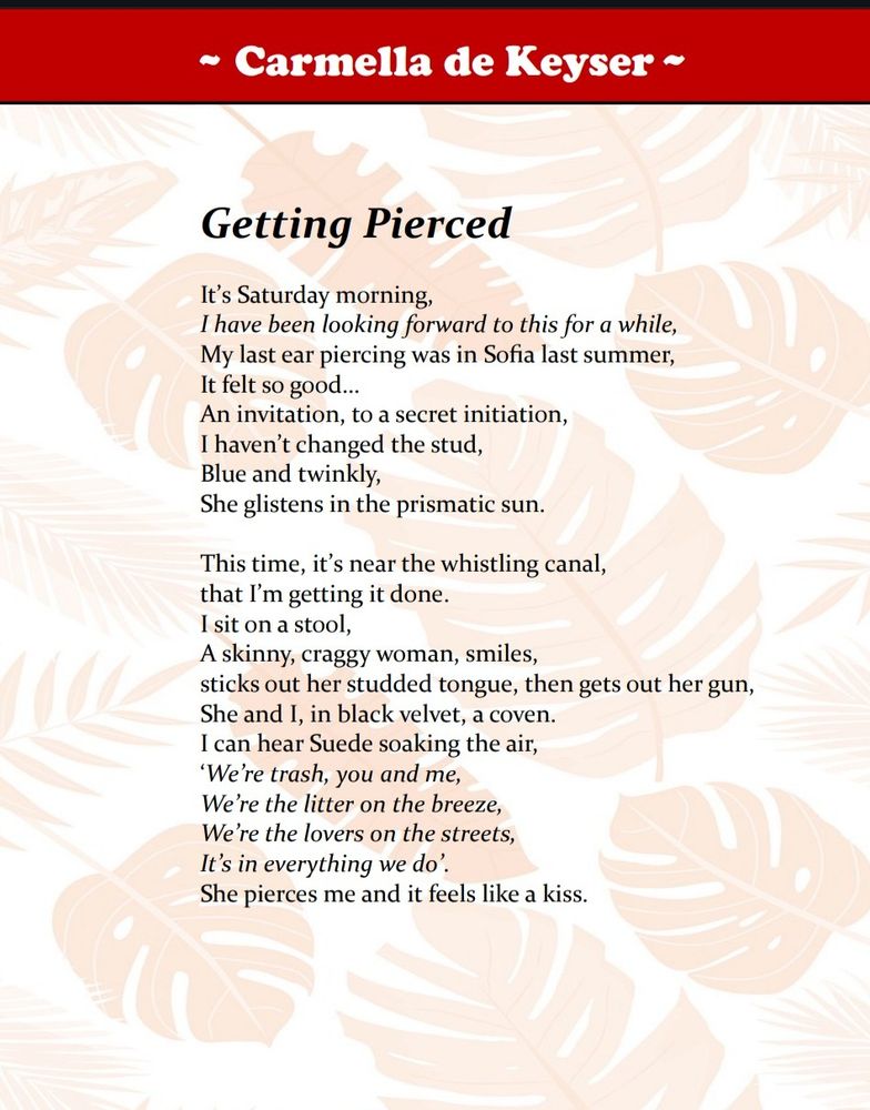 Getting Pierced, by Carmella de Keyser
