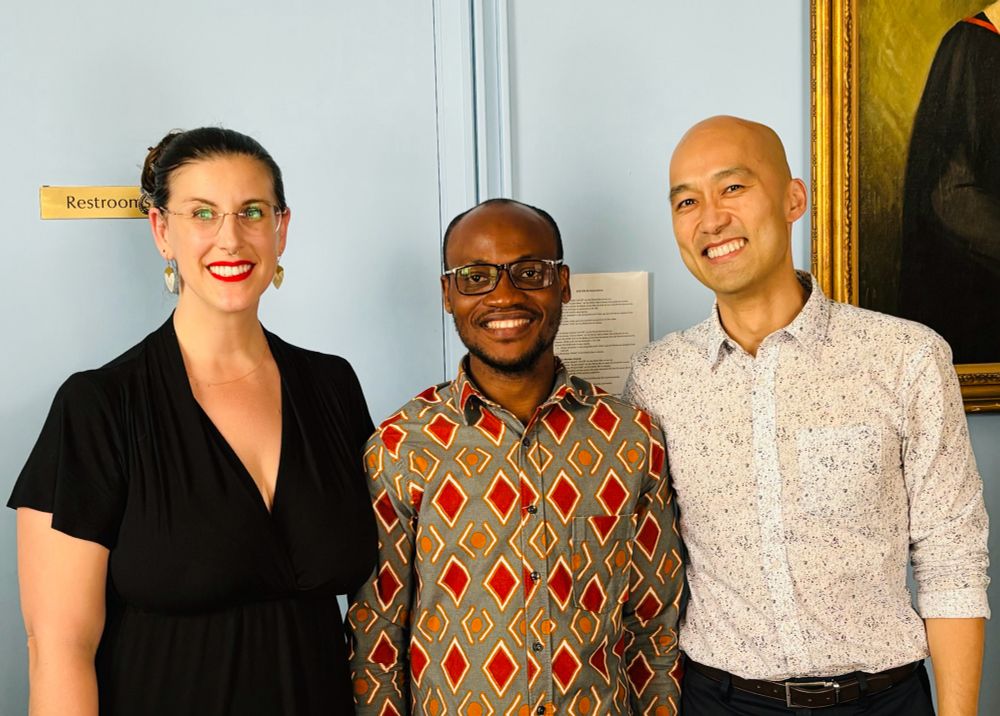 Felix Kpogo with committee members Profs. Kate Lindsey and Charles B. Chang