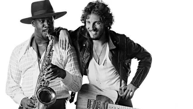 Bruce Springsteen and Clarence Clemons at the 'Born To Run' cover shoot