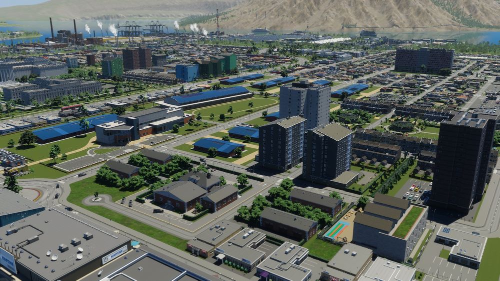Capture d'écran du jeu Cities: Skylines 2 : le lycée du sud ouest américain est grand, mais à peine suffisant