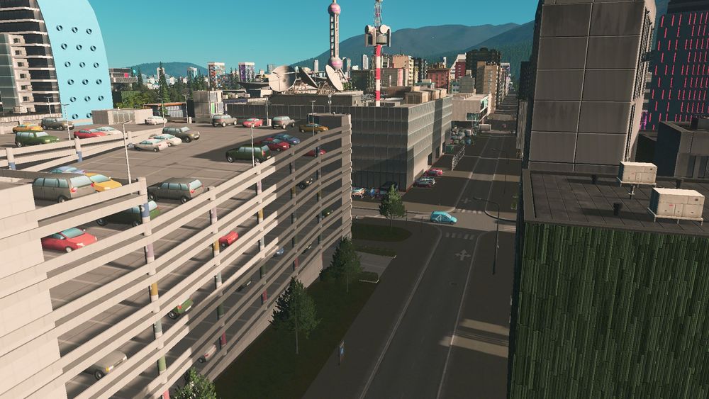 Capture d'écran du jeu Cities: Skylines : le studios TV et radio sont au milieu de la zone