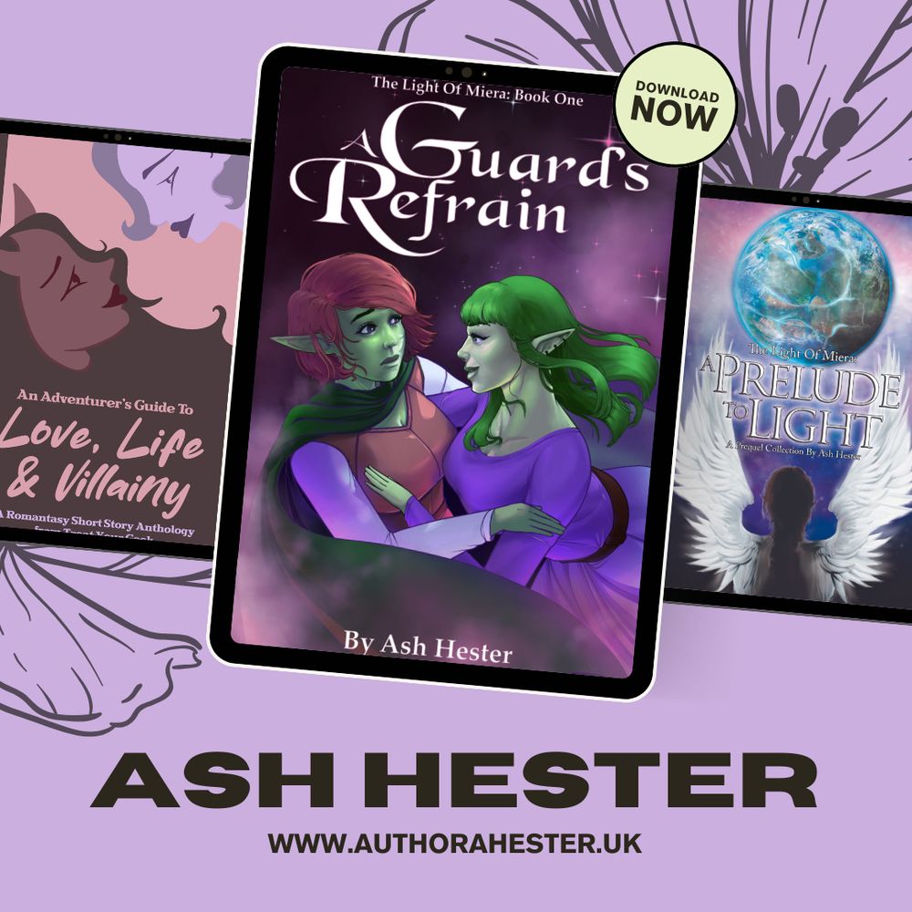 title author ash hester with three book covers