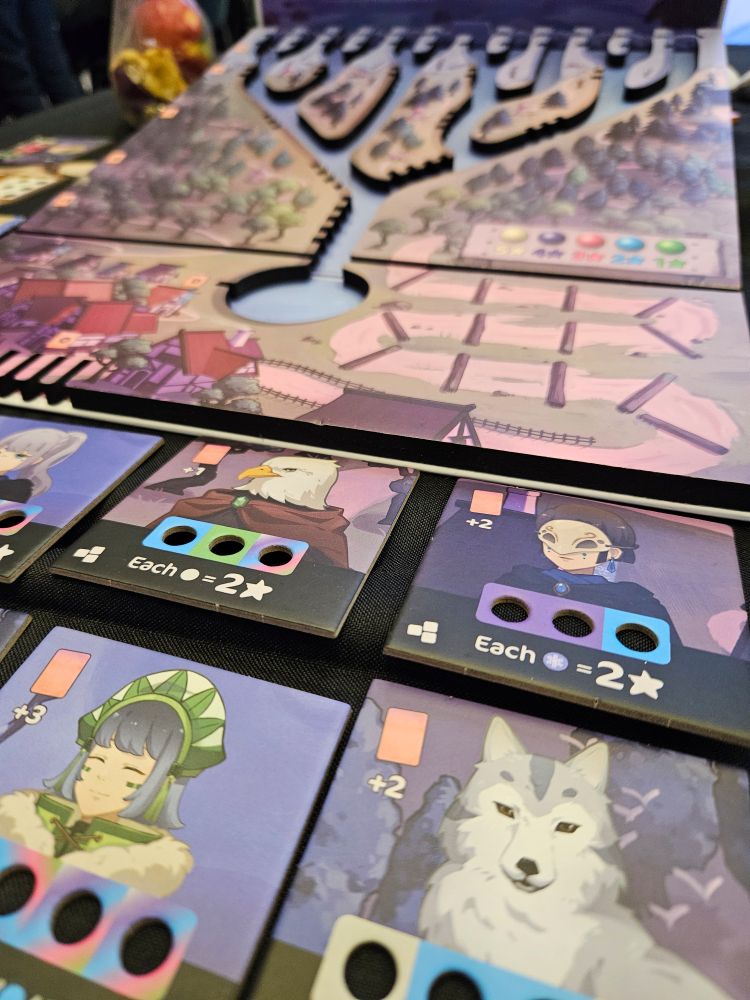 12 Rivers Board Game showing villager tiles and the board