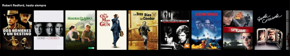 Una pequeña muestra de la colección de películas de Robert Redford en Orange TV.