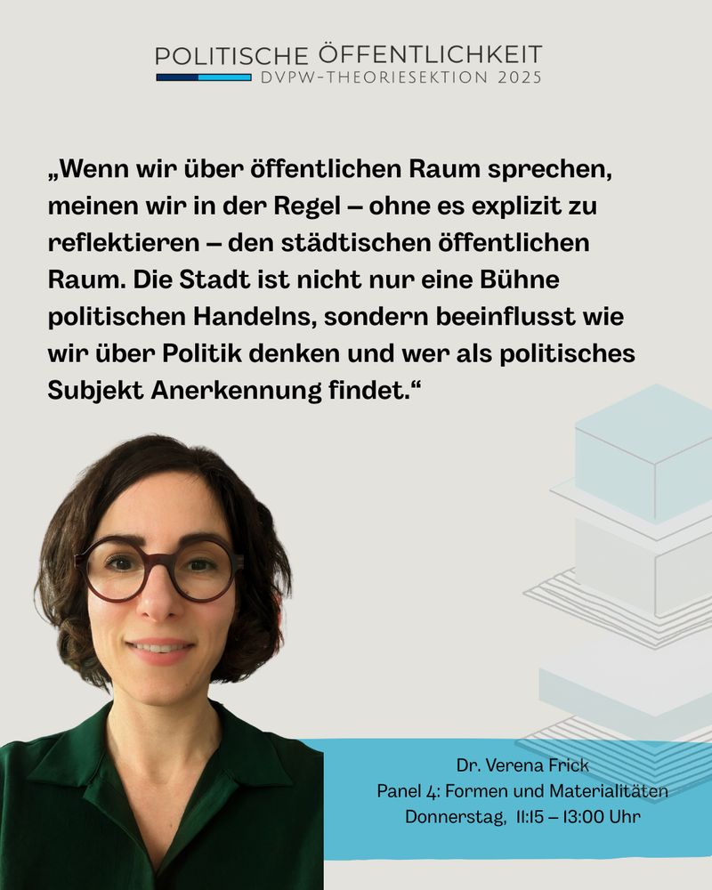 „Wenn wir über öffentlichen Raum sprechen, meinen wir in der Regel – ohne es explizit zu reflektieren – den städtischen öffentlichen Raum. Die Stadt ist nicht nur eine Bühne politischen Handelns, sondern beeinflusst wie wir über Politik denken und wer als politisches Subjekt Anerkennung findet.“