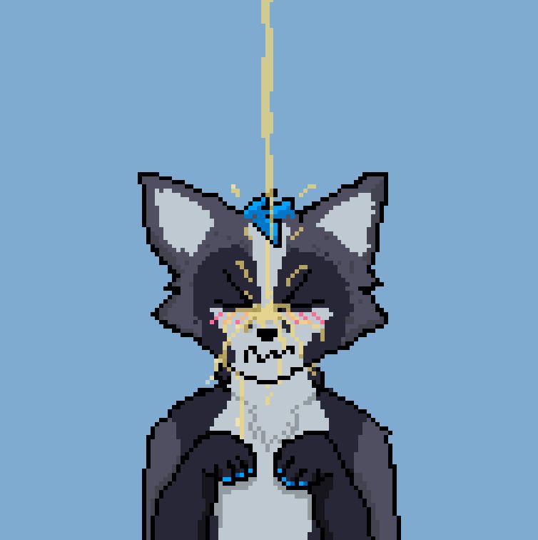 zoreo now has their eyes closed as a stream of urine pours onto their snout, dripping down onto their chest