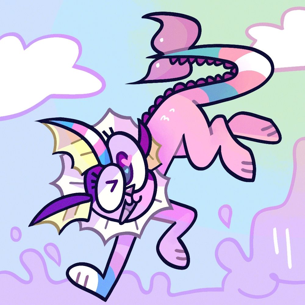 cute pastel digital art of Vaporeon from Pokemon with trans pride themed colours.