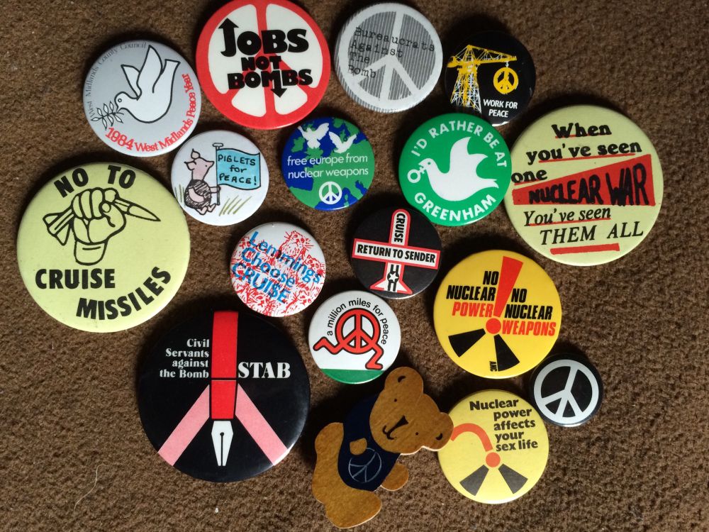 Protest badges from 1970s-1990s 