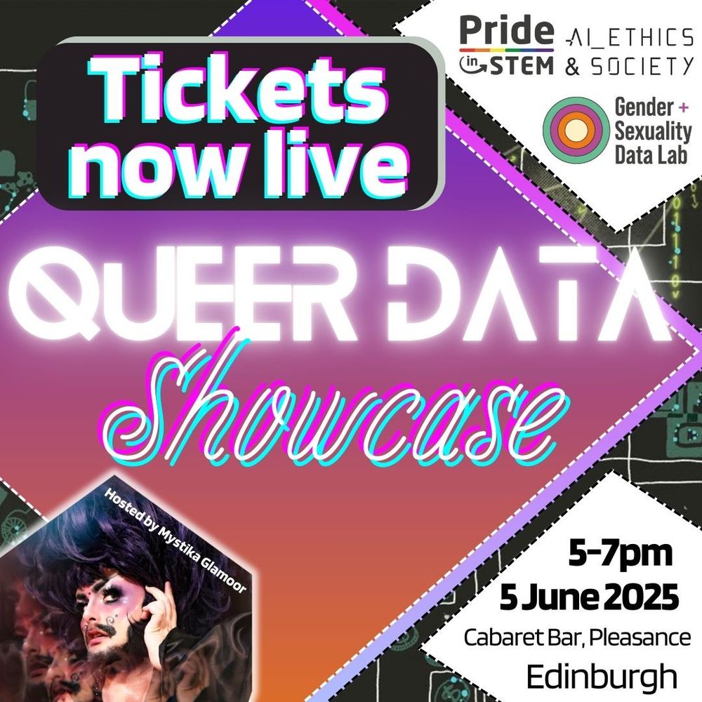 A poster for the Queer Data showcase on 5-7pm
5 June 2025
Cabaret Bar, Pleasance
Edinburgh