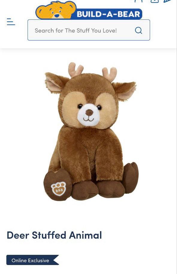 Build a Bear Deer stuffed animal 
Has a cute Goober look the face 