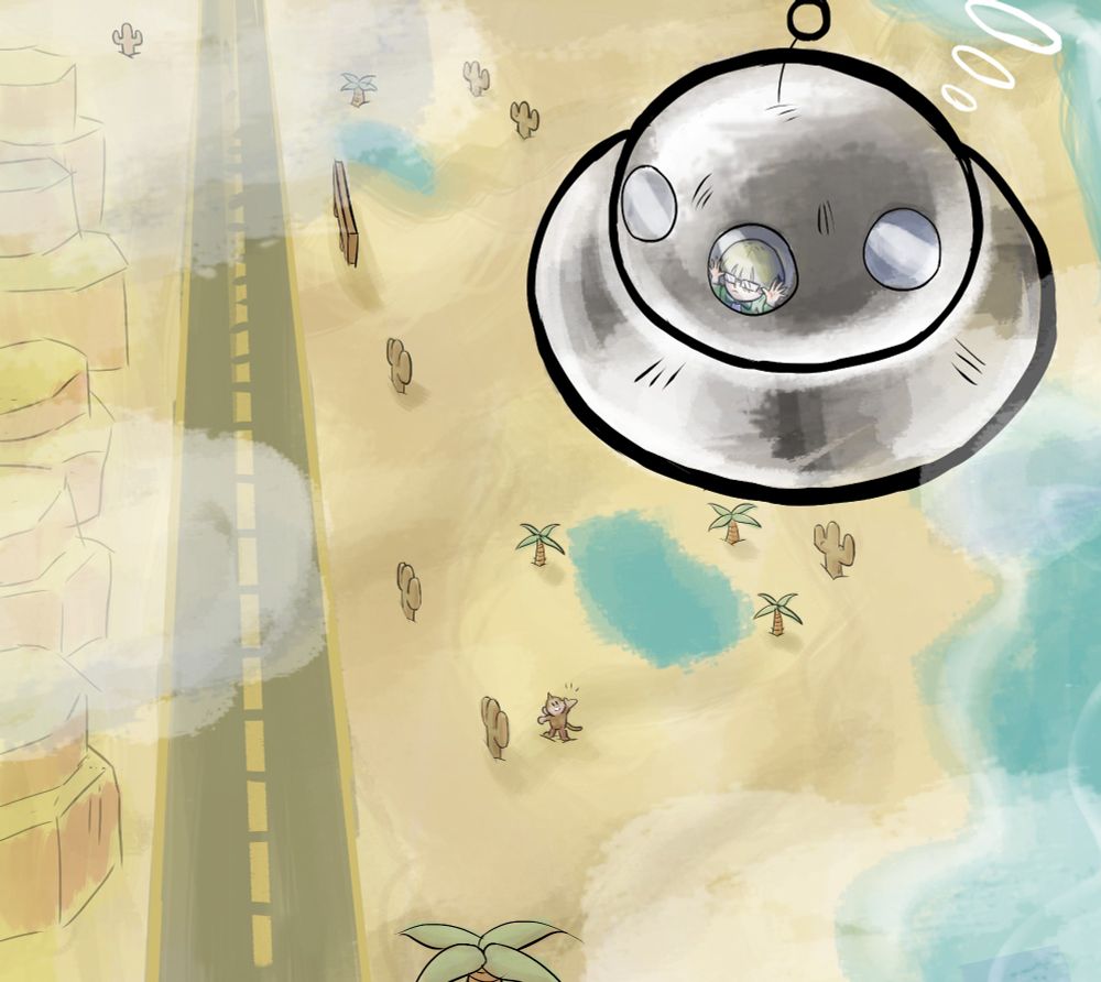 Jeff flying over the Dusty Dune Desert in the Skyrunner.