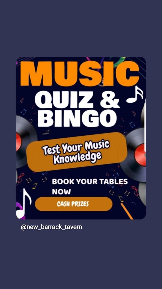 Our monthly music quiz with Bingo 