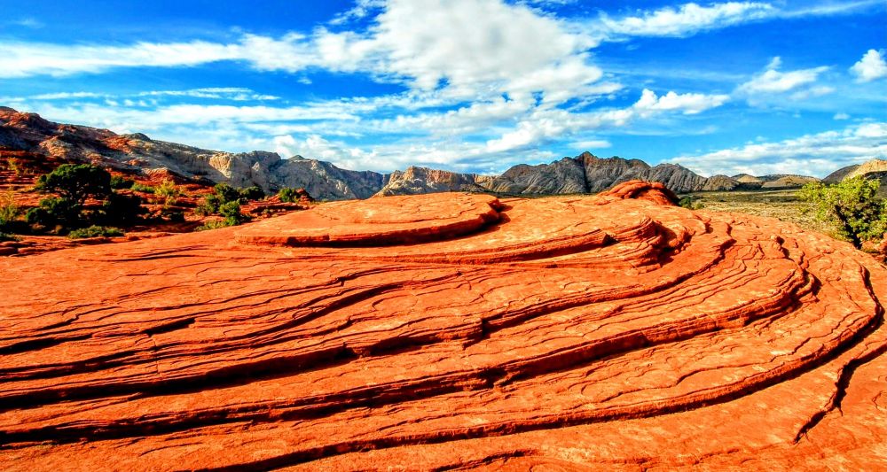 Red sandstone pancake formation.
