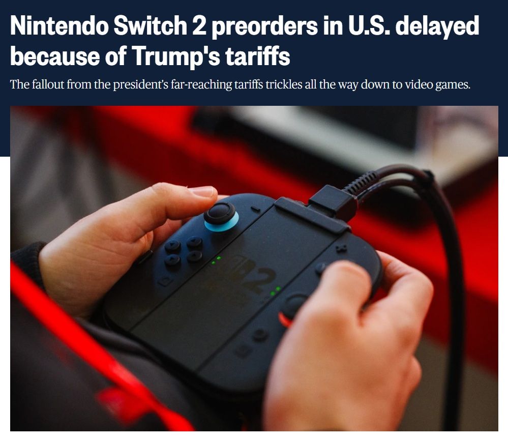 Nintendo Switch 2 preorders in US delayed because of Trump's tariffs.