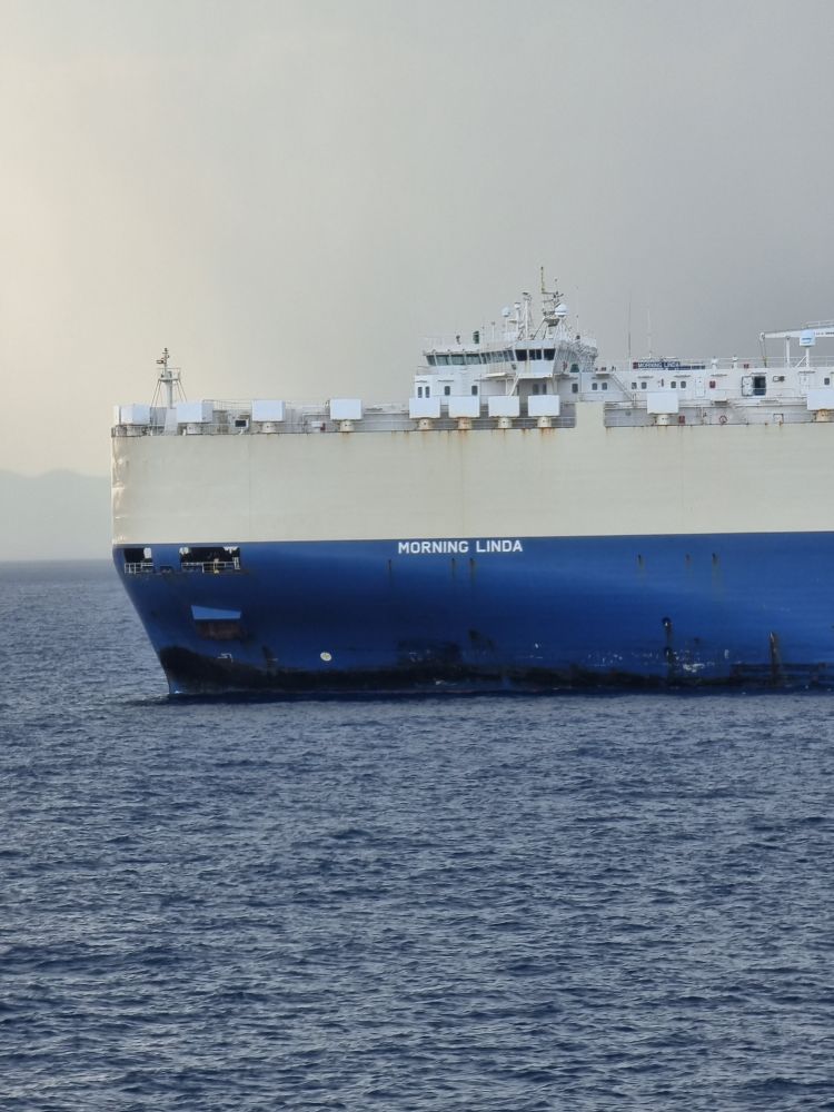 A large shipping vessel named MORNING LINDA