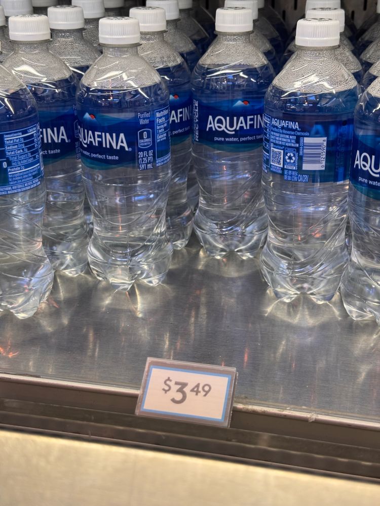 Water bottles, $3.49