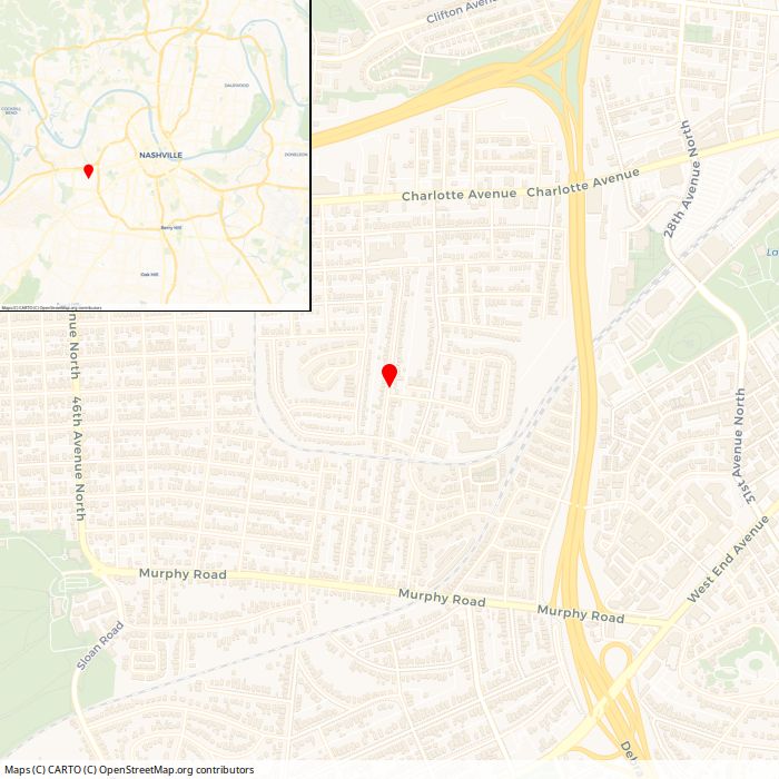 Location of the call shown on a Nashville map