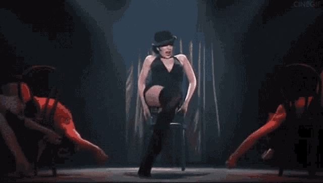 Liza Minelli dancing on chair in the film Cabaret 