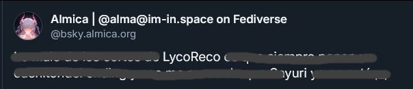 Captura que pone almaplata: LycoReco Yuri