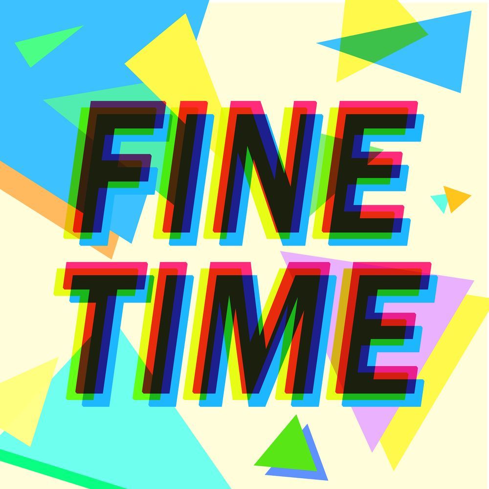 Fine Time backed with pastel-colored triangles like an 80s or 90s Trapper Keeper