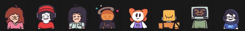 a set of profile pictures, featuring my sona, jordi dragonogon, an astronaut with a planet-ring halo, someone's plugboy-sona, harken die of death, a tall robot woman, and what's supposed to be june egbert (i dont read homestuck but my homestuck friends said i did a good job)