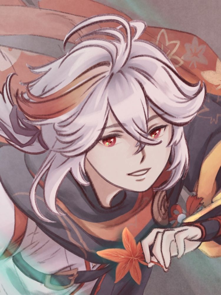 Close up of my fanart on Kazuha's face