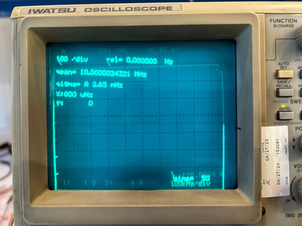 Zoomed in on the oscilloscope screen. 