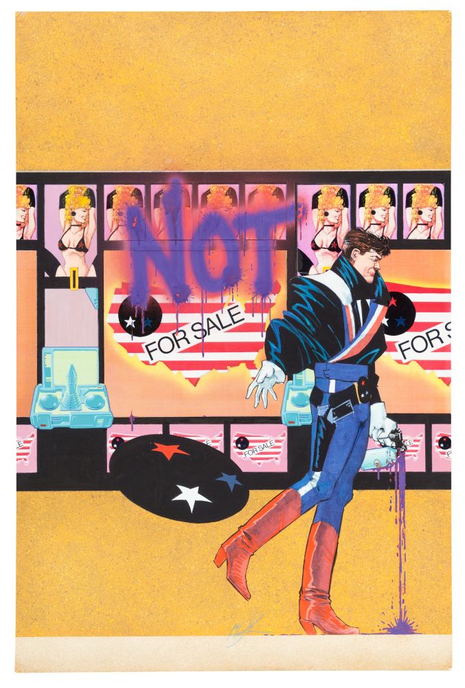 American Flagg!: State of the Union collection original cover painting by Howard Chaykin (1989)
