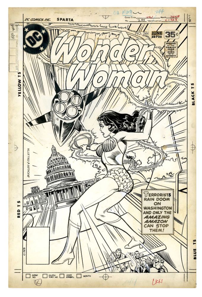 Wonder Woman #244 original cover art by Rich Buckler and Vince Colletta (1978)