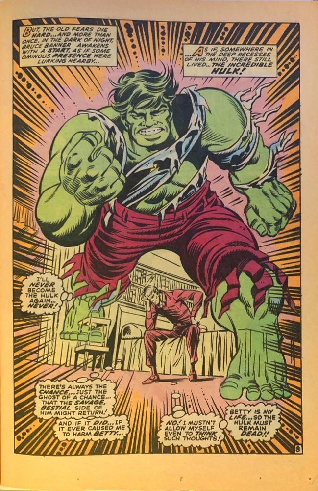 Full page panel of The Hulk from Incredible Hulk #123 by Herb Trimpe (1969)