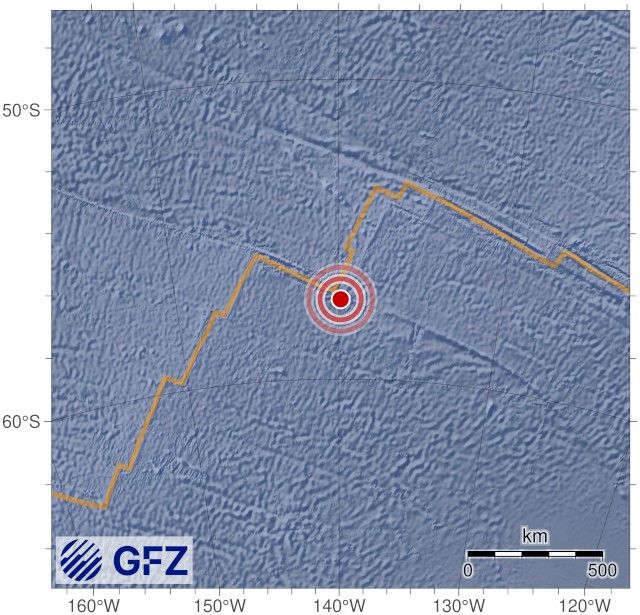 Map showing the earthquake of 2025-05-14 in Pacific-Antarctic Ridge