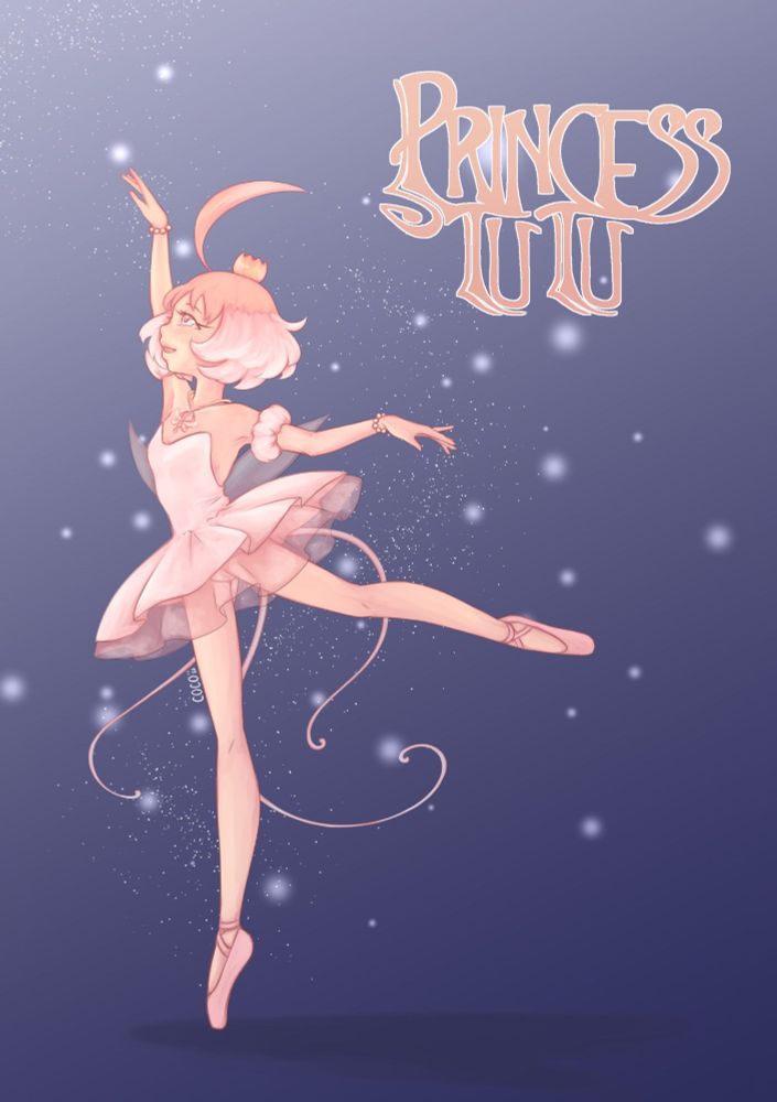 fanart of princess tutu, a dancing ballerina with a princess crown