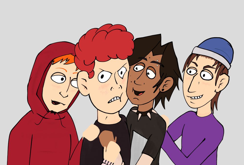 Reiko with his boyfriends Scott Tenorman, Dylan and Nathan from South Park