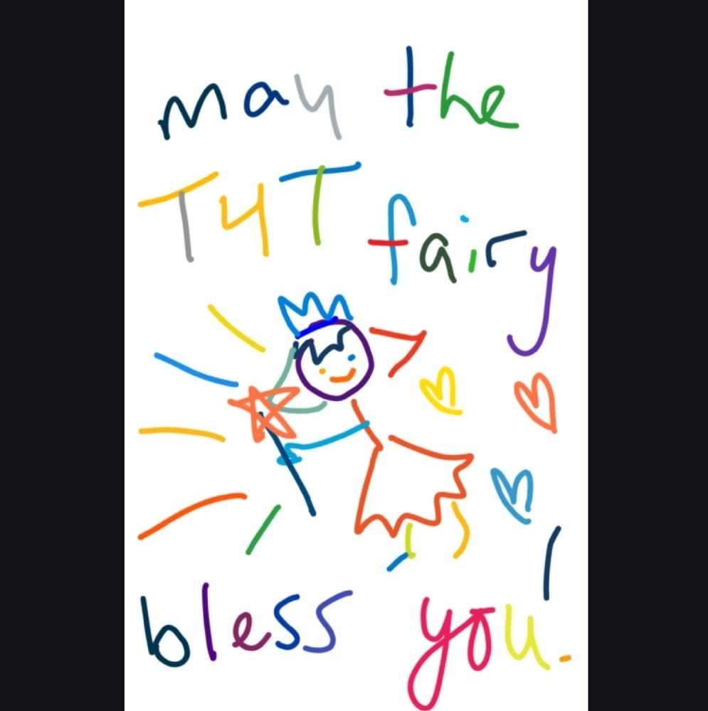 shitty line drawing of the T4T fairy blessing @pine with T4T love 