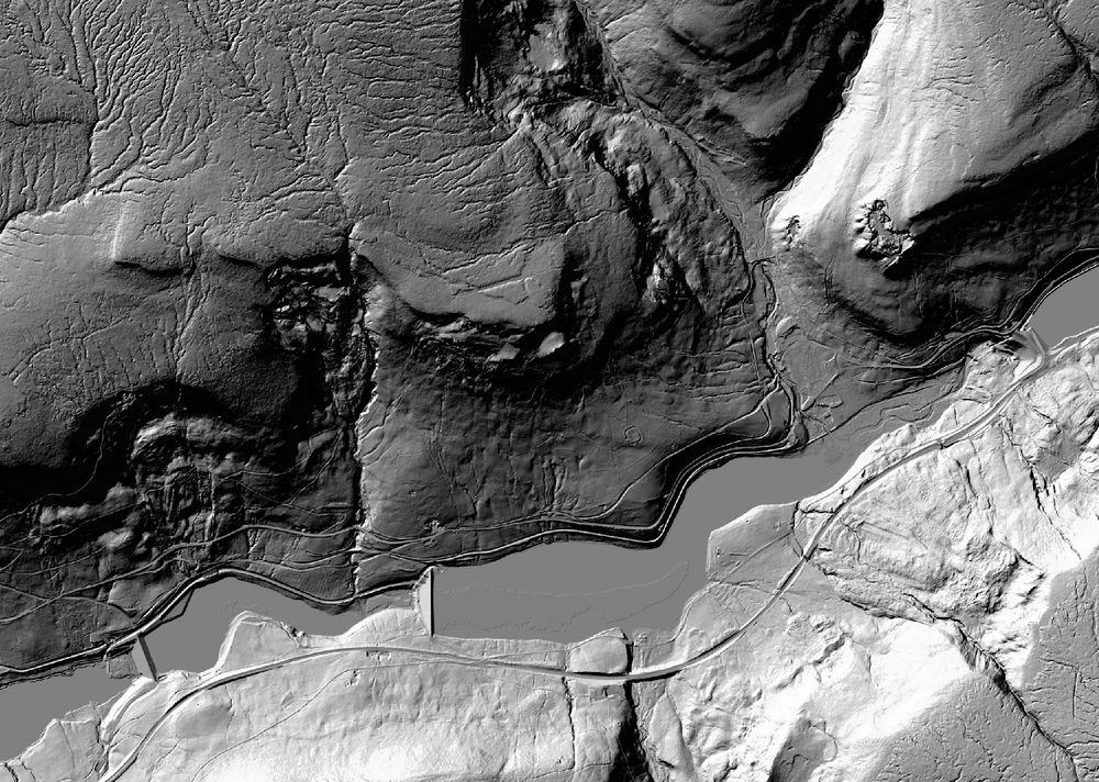 1m lidar data showing various landslides.