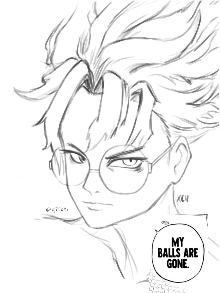 art, sketch, dandadan character ken takakura. 