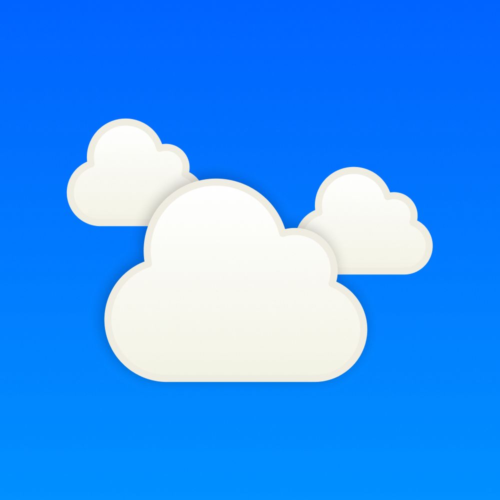 Icône de mon application Bluesky. On y voit 3 nuages blancs sur un fond dégradé bleu