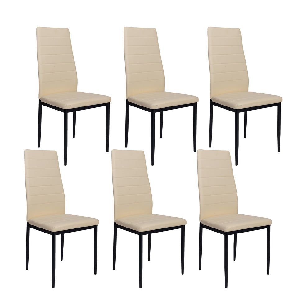 A set of six simple elegant dining chairs 