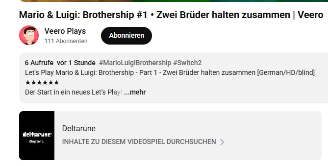 Beschreibung & Titel vom Video, das Videospiel wird als "Deltarune" von Youtube angegeben