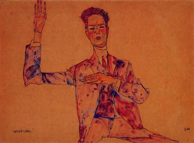 Egon Schiele's "Willy Lidl" exemplifies his distinctive style with its bold lines and expressive posture, capturing a sense of psychological depth and introspection. The artwork reflects Schiele's exploration of the human form and emotional expression, key elements of his contribution to Austrian Expressionism.