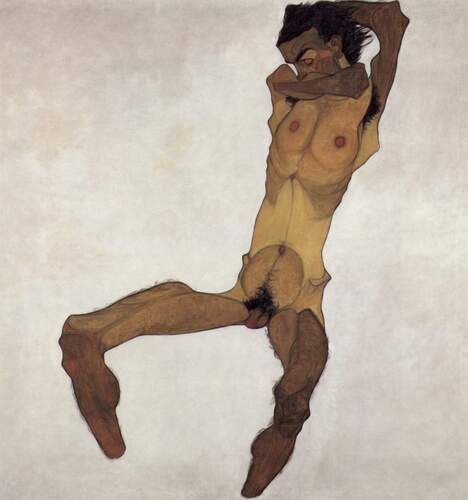 Seated male Nude (Self-Portrait)