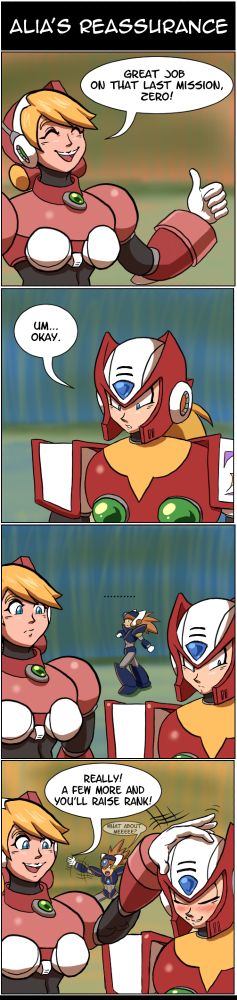 Zero getting headpatted by Alia in a comic after a mission.