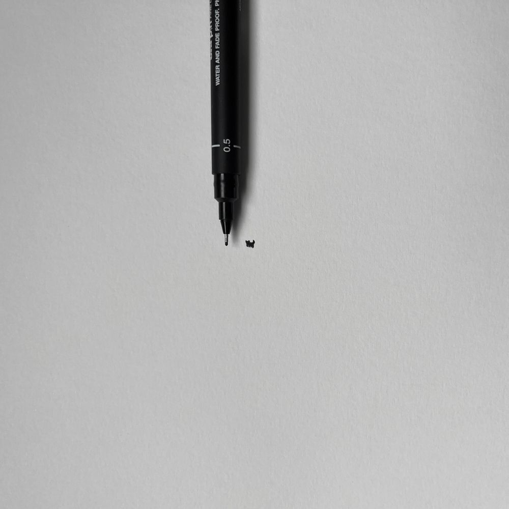 the little cat with a pen for scale