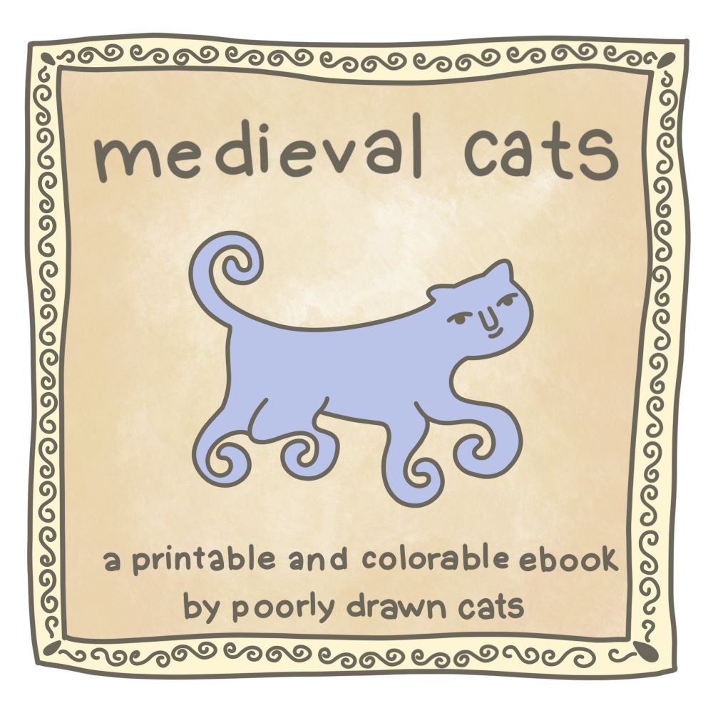 medieval cats coloring book cover