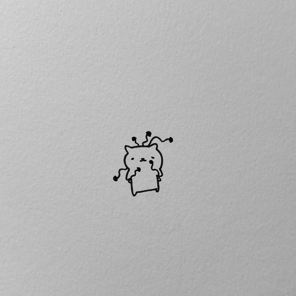 a doodle of a little infected cat. oh no. he’s at the first stages, a runner! be careful 