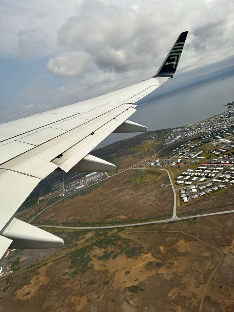 Picture taken from inside a plane.