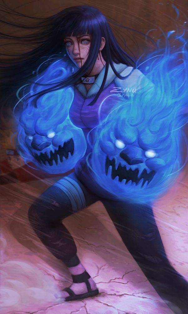 Hinata Twin Lion Fists - Naruto fanart