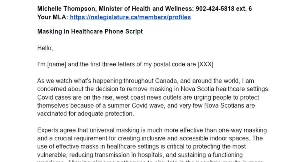 Masking in Healthcare Phone Script