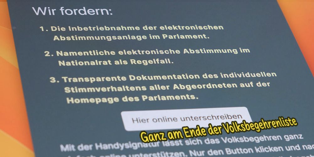 Volksbegehren für mehr Transparenz im Parlament