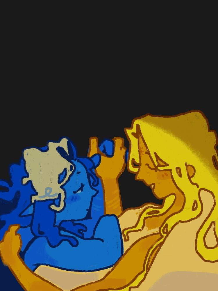 Shadow Milk Cookie and Pure Vanilla Cookie holding hands lying down :)